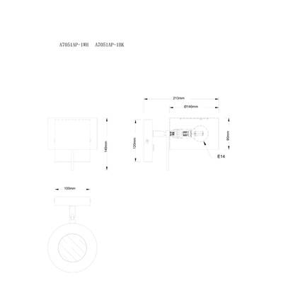 Бра Arte Lamp SEBASTIAN A7051AP-1BK, 1хE14
