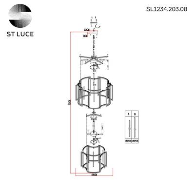 SL1234.203.08 Люстра подвесная ST-Luce Шампань/Прозрачный, Шампань E14 8*60W