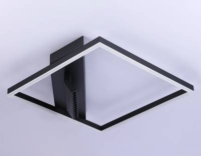 Потолочный светодиодный светильник FL51466/1+1 BK черный 85W 3000K-6400K+4200K 600*600*110 (ПДУ РАДИО 2.4G)