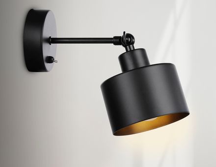Накладной спот с выключателем в стиле лофт TR8137 BK черный E27 max 40W D120*290