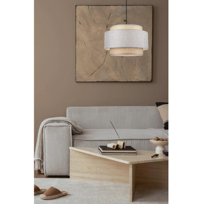 8043/1 MODERNI LN26 338 черный/серый/бежевый, металл/текстиль/ротанг Подвесной светильник Е27 1*60W 220V LAUNA