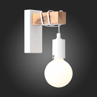 SL1142.501.01 Светильник настенный Белый, Светлое дерево E27 1*60W