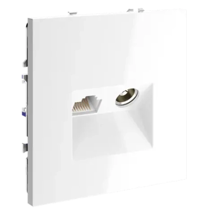 VLS060701 Розетка телевизионная встраиваемая VOLTUM S70 TV+RJ45 кат. 6, (белый глянцевый). (ТМ Maytoni)