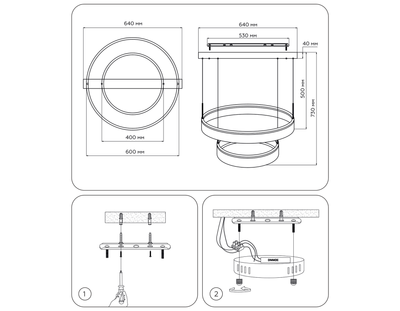 Светильник светодиодный подвесной с пультом FA6612/2 BK черный 85W D400/600*730 (ПДУ РАДИО 2.4G)