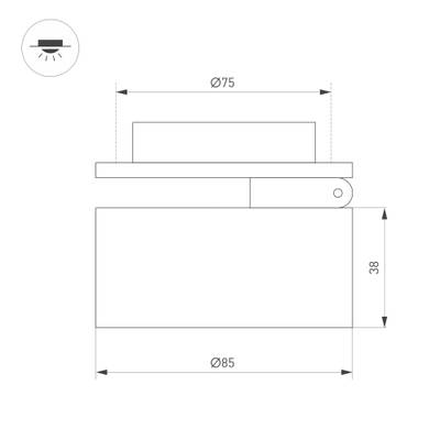 Светильник LGD-POT-BUILT-R85-12W Warm3000 (BK, 100 deg, 230V) (Arlight, IP44 Металл, 5 лет)