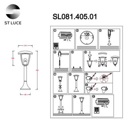SL081.405.01 Светильник уличный наземный ST-Luce Черный/Черный, Прозрачный E27 1*40W