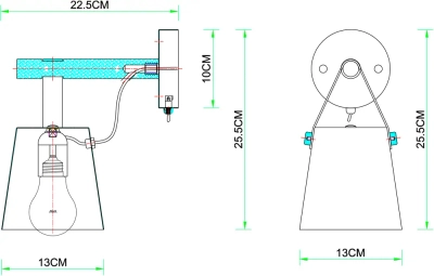 Бра Arte Lamp THOMAS A7032AP-1BK, 1хE27