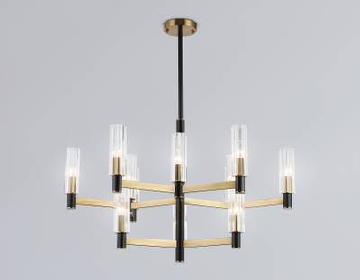 Светильник на штанге LH55515/12 BK/BS/CL черный/латунь/прозрачный E14*12 max 40W D860*905