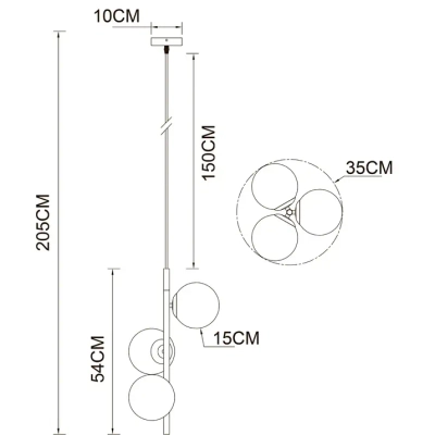 Подвесной светильник Arte Lamp ALCOR A2224SP-3BK, 3хE14