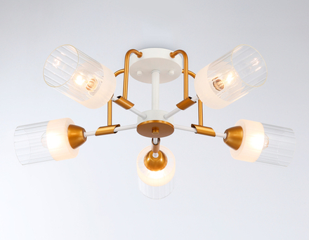 Светильник подвесной TR303323/5 WH/GD/CL/FR белый/золото/прозрачный/белый матовый E27*5 max 60W D620*200
