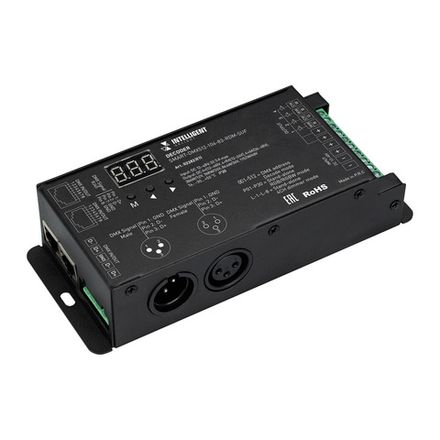 INTELLIGENT ARLIGHT Декодер SMART-DMX512-104-83-RDM-SUF (12-48V, 4x8A, XLR3/RJ45) (IARL, IP20 Металл, 5 лет)