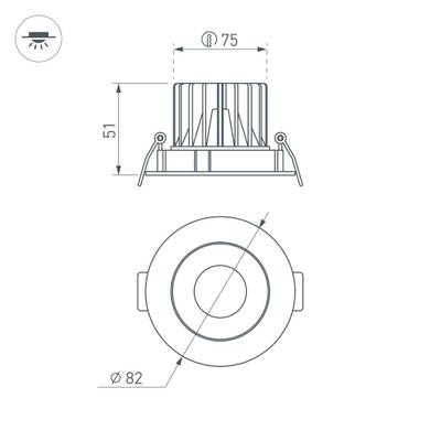 Светильник MS-FORECAST-BUILT-TURN-R82-8W Warm3000 (WH-BK, 32 deg, 230V) (Arlight, IP20 Металл, 5 лет)