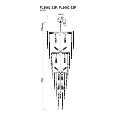 Люстра подвесная The Empress Gold FL1061-32P, E14х32