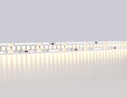 Светодиодная лента GS1401 2835 240Led/ 17W m/ 12V IP20 3000K/ 5000*10*1.2mm/ кратность резки 25mm (2 конт.)