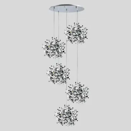 L5PR721134 Подвес пятерной круглый EXTRA 5x3x5W(led) G9  (721134 - 5 + 572154 -1) ХРОМ Lightstar