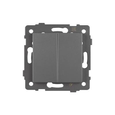 Механизм выключателя двухклавишный самовозвратный SWT-MKR2-PL-GR-V (250V, 10A) (Arlight, -)