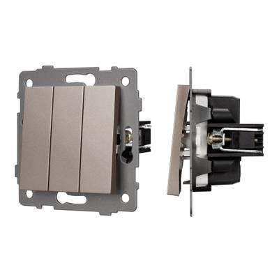 Механизм выключателя трехклавишный непроходной SWT-MK03-PL-GD-V (250V, 10A) (Arlight, -)