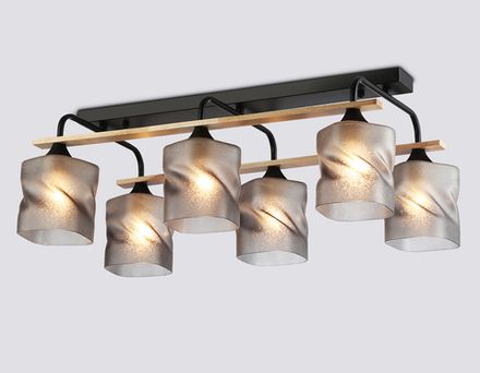 Светильник потолочный TR3033250/6 BK/WD черный/дерево E27/6 max 60W 580*340*245