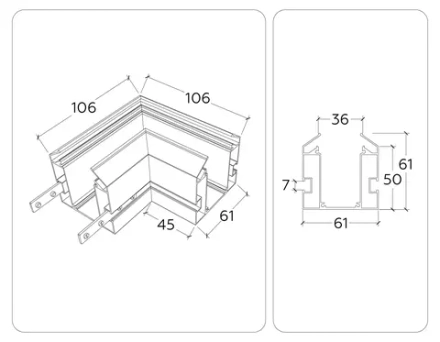 Коннектор угловой для корпуса в натяжной потолок Magnetic 220V 100*100*61 GL1043 BK черный (соединители в комплекте)
