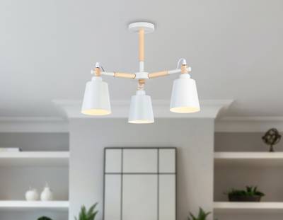 Подвесная люстра TR82204/3 WH/LWD белый/светлое дерево E27/3 max 40W D560*430
