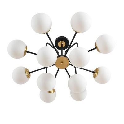 8375/12C MODERNI LN черный/латунь/белый, металл/стекло Люстра потолочная E27 12*60W 220V ELRONA