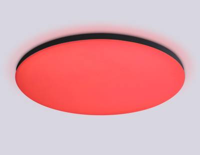 Потолочный светодиодный светильник с Wi-Fi Яндекс Алисой/Tuya/Smart Home/Alexa FZ2005 BK черный IP54 25W 3000K-6500K+RGB D370*55 (ПДУ ИК)