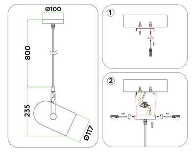 Подвесной светильник в стиле лофт TR8206 BK черный E27 max 40W D117*1035