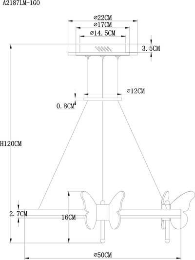 Подвесная люстра Arte Lamp DARCY A2187LM-1GO, 1хLED