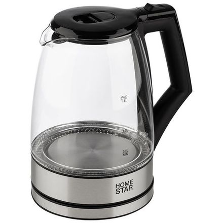Чайник HomeStar HS-1004 (1,8 л), стекло, пластик, черный