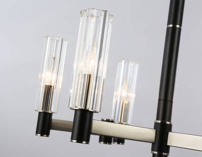 Светильник на штанге LH55501/6 SN/BK/CL сатин никель/черный/прозрачный E14*6 max 40W D570*760