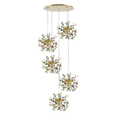 L5PR721132 Подвес пятерной круглый EXTRA 5x3x5W(led) G9  (721132 - 5 + 572152 -1) ЗОЛОТО Lightstar