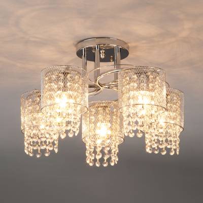 Потолочная люстра с хрусталем и плафонами 30137/5 хром