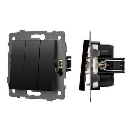 Механизм выключателя трехклавишный непроходной SWT-MK03-PL-BK-V (250V, 10A) (Arlight, -)