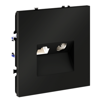 VLS060708 Розетка телевизионная встраиваемая VOLTUM S70 TV+RJ45 кат. 6, (черный матовый). (ТМ Maytoni)