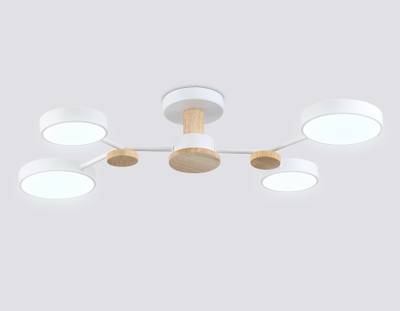 Светильник светодиодный подвесной FL4858/4 WH/WD белый/дерево 60W 3000-6000K 700*400*120  (без ПДУ)