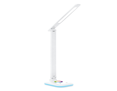 Светодиодная настольная лампа с RGB подсветкой DE530 WH белый LED 3000-6400K+RGB 8W