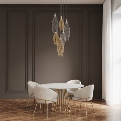 Подвесной светодиодный светильник с металлическими плафонами 90352/6 золото/хром