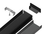 Алюминиевый профиль накладной GP1700BK/BK черный/черный рассеиватель 2000*15.5*6, 2 заглушки, 4 крепления в комплекте (для ленты до 11мм)