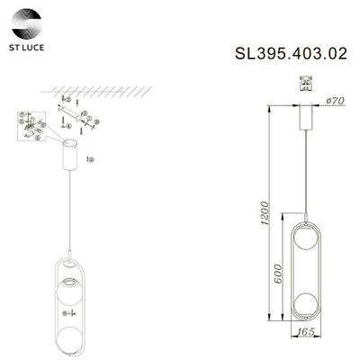 SL395.403.02 Подвес ST-Luce Черный/Белый LED 2*8W 4000K