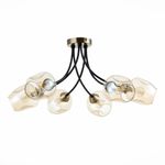 SLE205302-06 Светильник потолочный Бронза, Черный/Янтарный E14 6*40W