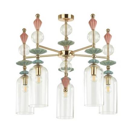 4855/5C CLASSIC ODL_EX21 135 золото/разноцветн./керамика/стекло Люстра потолочная E14 5*40W BIZET