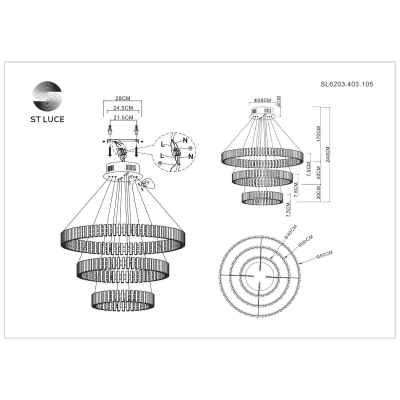 SL6203.403.105 Люстра подвесная ST-Luce Черный/Белый LED 1*105W 3000K