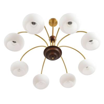 8323/8C MODERNI LN латунь/белый, металл/стекло/дерево Люстра потолочная E27 8*60W 220V LARINA