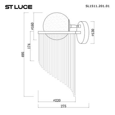 SL1511.201.01 Бра ST-Luce Золотистый/Белый E27 1*60W