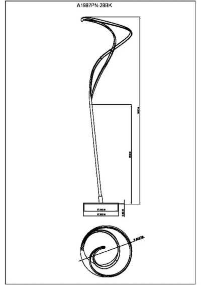 Торшер Arte Lamp HYPERBOLA A1987PN-28BK, 1хLED