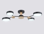 Светильник светодиодный подвесной FL4860/4 BK/WD черный/дерево 60W 3000-6000K 700*400*120 (без ПДУ)