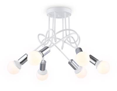 Потолочный светильник в стиле лофт TR80417/5 WH/CH белый/хром E27/5 max 60W D690*370