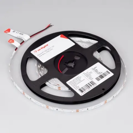 Лента RT-A60-8mm 12V Yellow (4.8 W/m, IP20, 2835, 5m) (Arlight, Открытый)