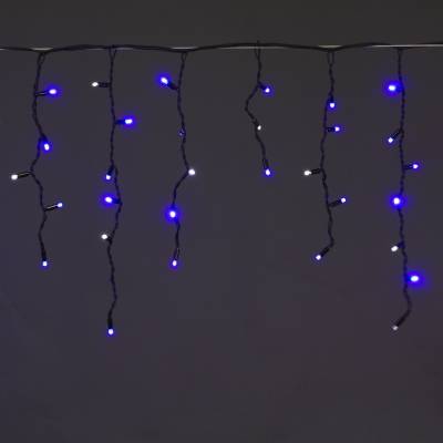 A-057A BL/W FLASH гирлянда светодиодная 5х0,6м 180LED в виде "бахрома" , провод черный,морозостойк.