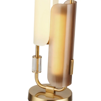 5467/10TL MODERN ODL_EX26 049 белый/коричневый/античная бронза/металл/стекло/декор металл Настольная лампа LED x 10W (5W*2) 3000K LION